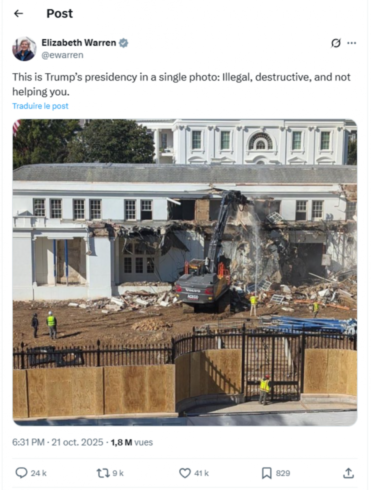 Chantier de la Maison Blanche : Donald Trump fait disparaître 123 ans d'histoire sous des gravats Chantier de la Maison Blanche : Donald Trump fait disparaître 123 ans d'histoire sous des gravats