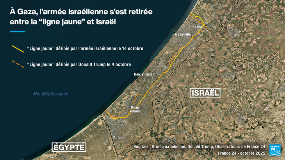 "Les habitants ne peuvent pas revenir" : Gaza face à la nouvelle "ligne jaune" tracée par Israël "Les habitants ne peuvent pas revenir" : Gaza face à la nouvelle "ligne jaune" tracée par Israël