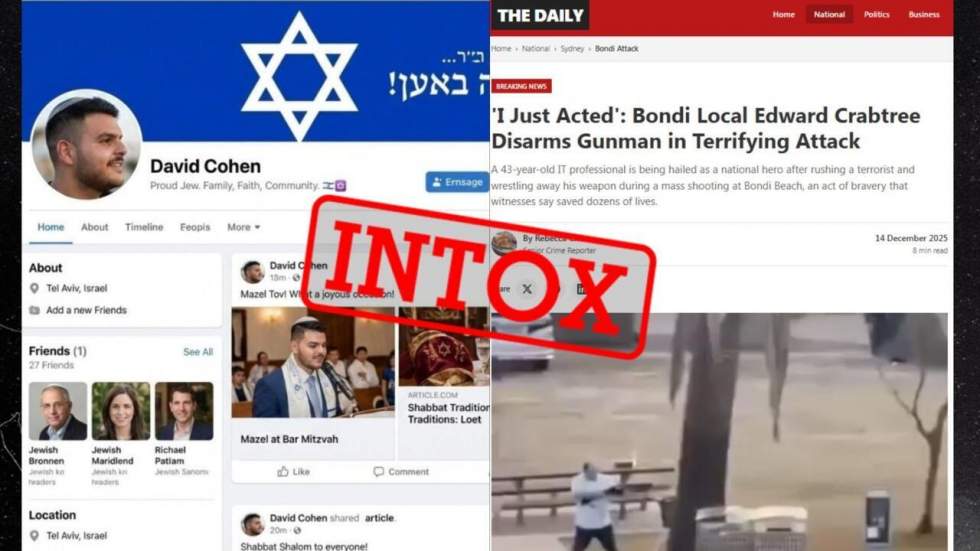 Australie : après l'attentat de Bondi Beach, des intox sur l'identité d'un tireur et du sauveur Australie : après l'attentat de Bondi Beach, des intox sur l'identité d'un tireur et du sauveur