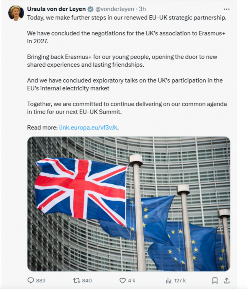 Le Royaume-Uni va réintégrer le programme Erasmus, cinq ans après le Brexit