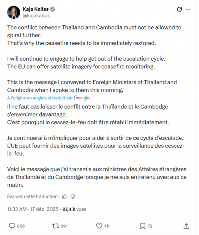 Les combats continuent entre la Thaïlande et le Cambodge, la Chine tente une médiation Les combats continuent entre la Thaïlande et le Cambodge, la Chine tente une médiation