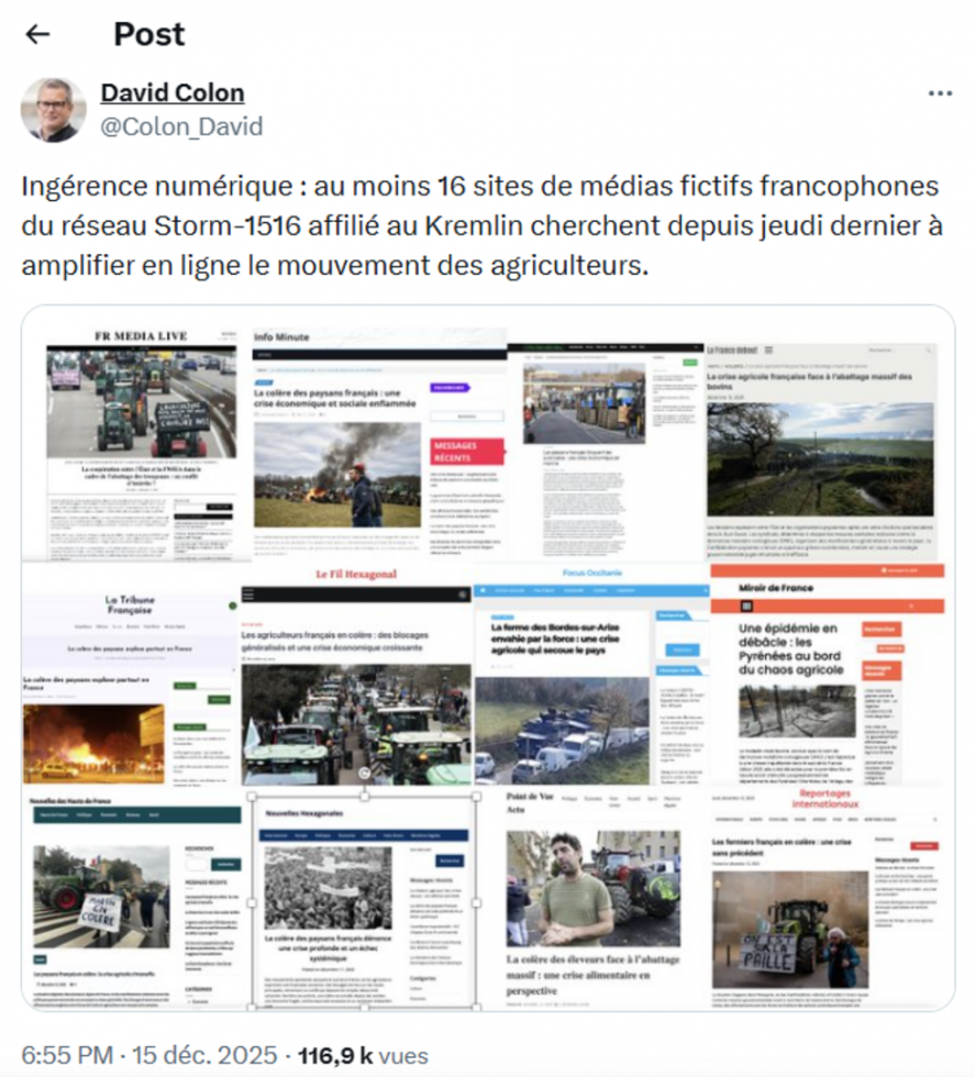 Grogne des agriculteurs : comment la Russie exploite de faux sites et l'IA pour attiser la colère