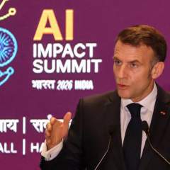 En Inde, Emmanuel Macron assure que l'Europe est un "espace sûr" pour l'IA