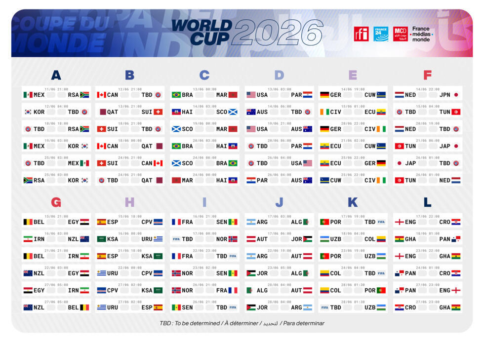 Mondial 2026 : téléchargez le calendrier complet de la Coupe du monde