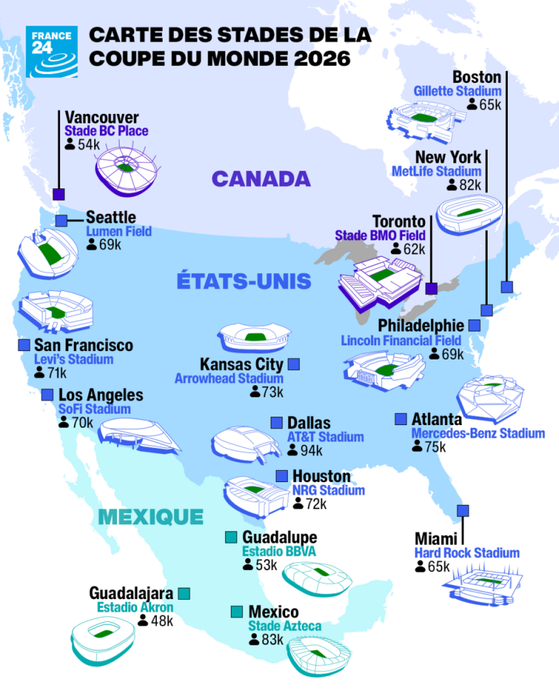 Mondial 2026 : zoom sur les stades de la compétition au États-Unis, au Canada et au Mexique