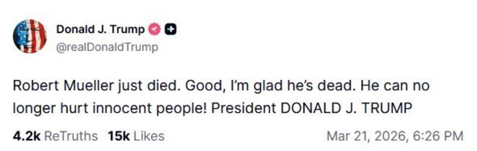 Robert Mueller, le procureur de l'enquête russe, est mort, Donald Trump s'en réjouit