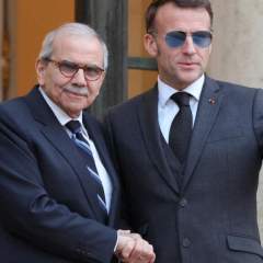 Emmanuel Macron reçoit le Premier ministre libanais, Nawaf Salam, à l'Élysée