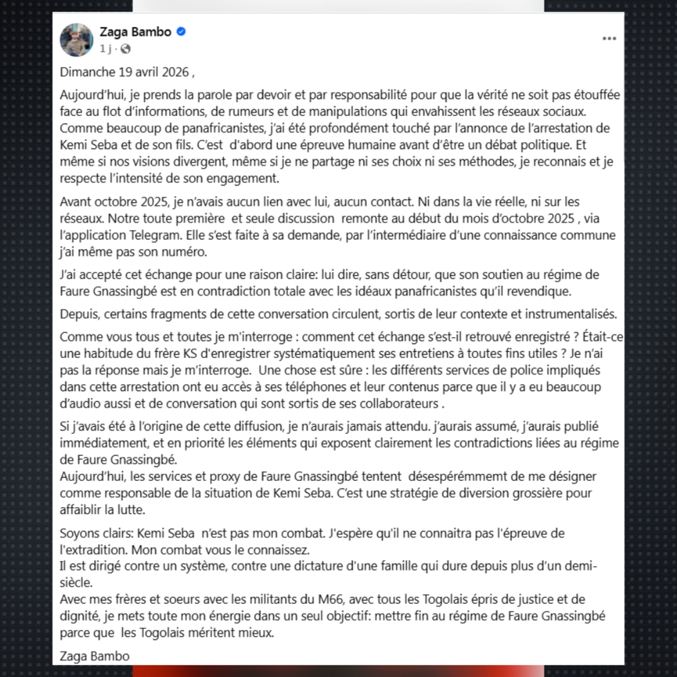 Critiques contre l'AES, faux communiqué : que sait-on des enregistrements fuités de Kemi Seba ?