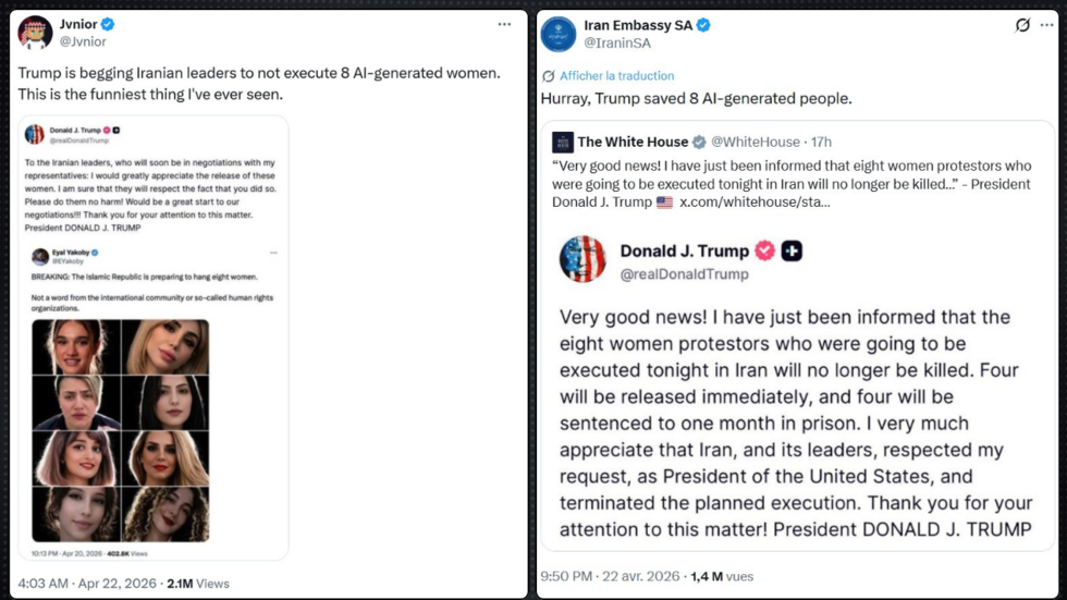 Iran : comment des femmes arrêtées par le régime ont été accusées à tort d'être "générées par IA"