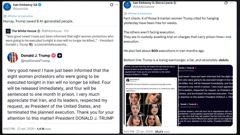 Iran : comment des femmes arrêtées par le régime ont été accusées à tort d'être "générées par IA"