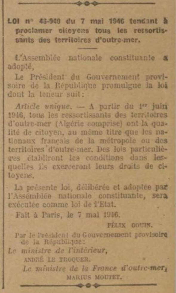 La loi Lamine-Guèye : il y a 80 ans, les "indigènes" des colonies françaises devenaient citoyens
