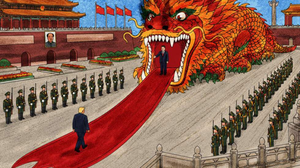L'actu en dessin : en Chine, Xi Jinping déroule le tapis (très) rouge pour Donald Trump
