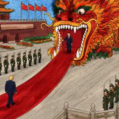 L'actu en dessin : en Chine, Xi Jinping déroule le tapis (très) rouge pour Donald Trump