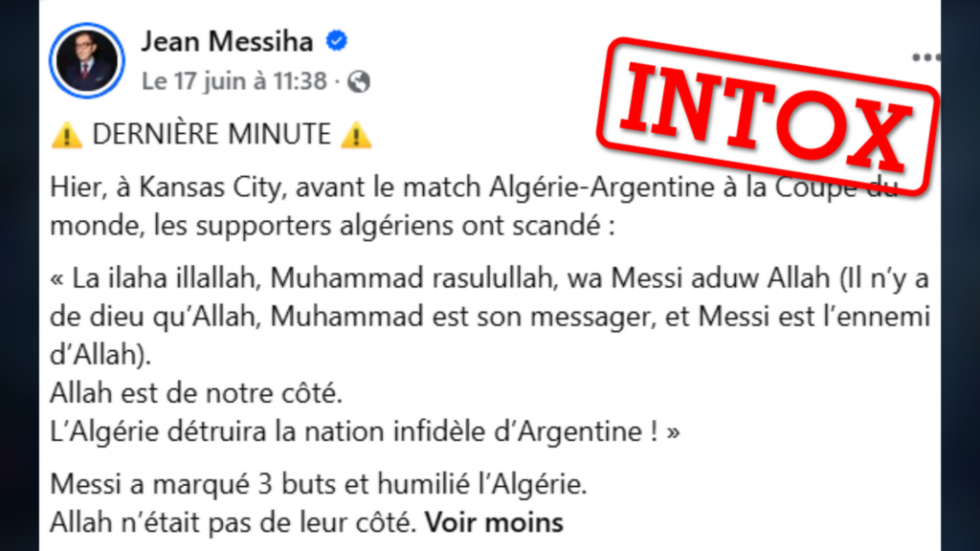 Non, les supporters algériens n’ont pas scandé “Messi est l'ennemi d'Allah”