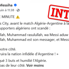 Non, les supporters algériens n’ont pas scandé “Messi est l'ennemi d'Allah”
