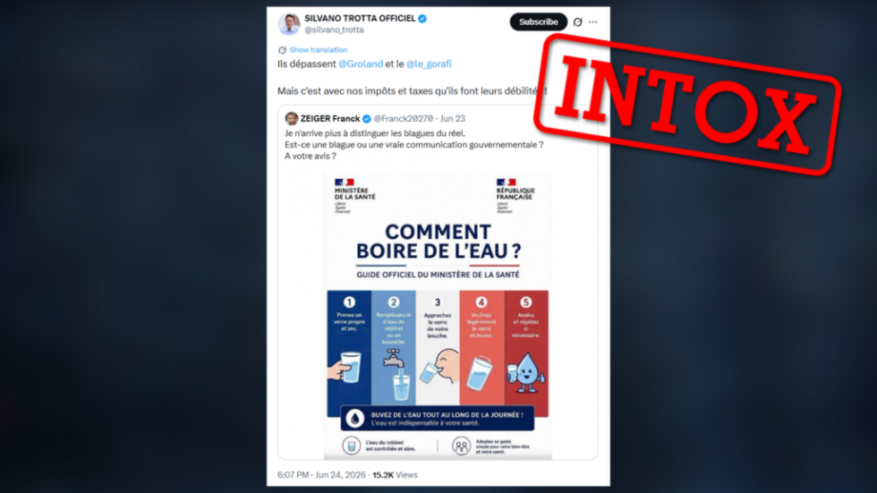 Le ministère de la Santé a-t-il publié un guide officiel expliquant "comment boire de l'eau" ? Le ministère de la Santé a-t-il publié un guide officiel expliquant "comment boire de l'eau" ?