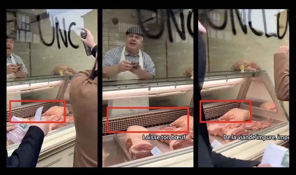 Une vidéo anti-LFI montrant des musulmans vandaliser une boucherie en Angleterre est générée par IA