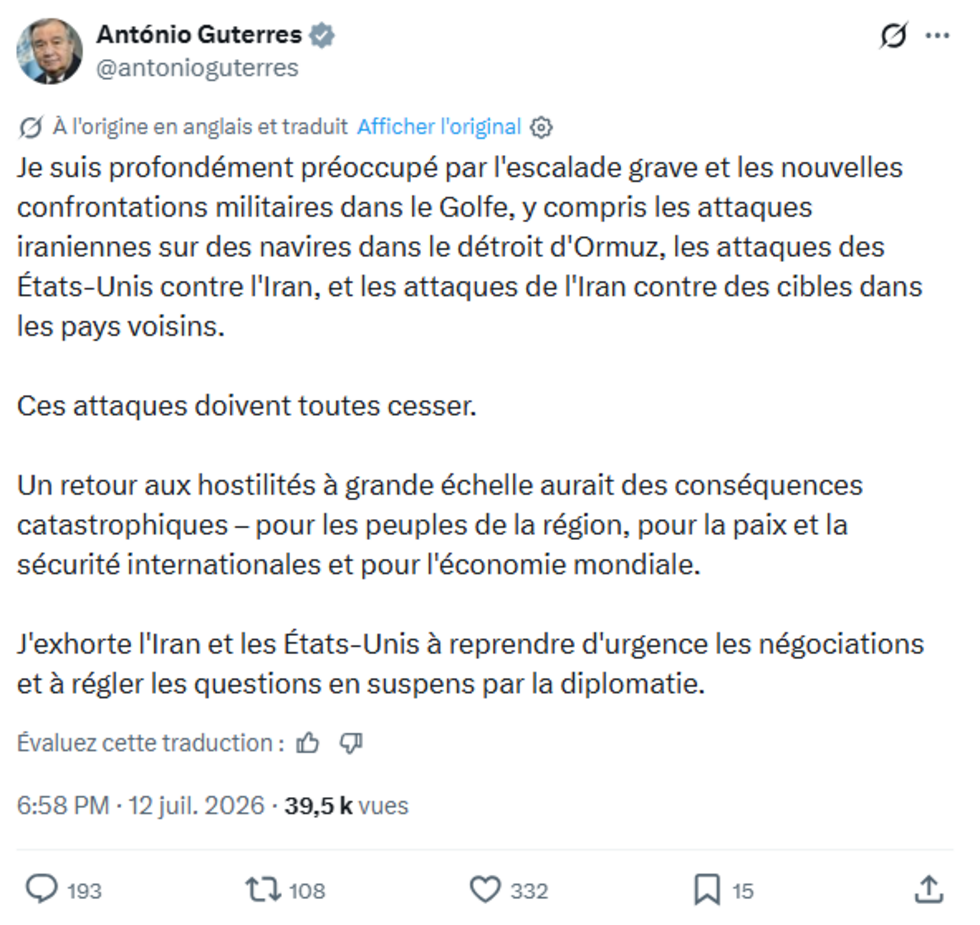 Moyen-Orient : l'Iran annonce la fermeture du détroit d'Ormuz, les frappes reprennent dans la région Moyen-Orient : l'Iran annonce la fermeture du détroit d'Ormuz, les frappes reprennent dans la région